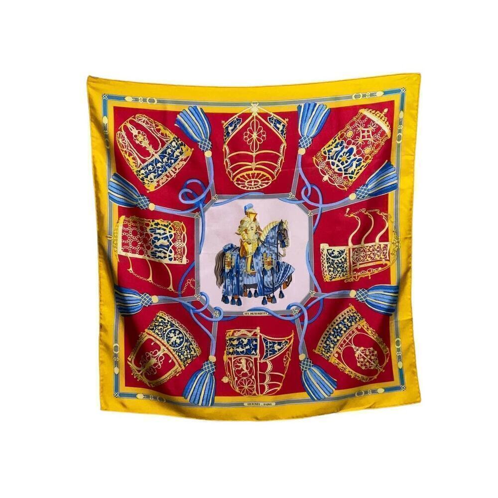 Hermès HERMES Vintage Les Muserolles Motif 90cm Square Silk Scarf